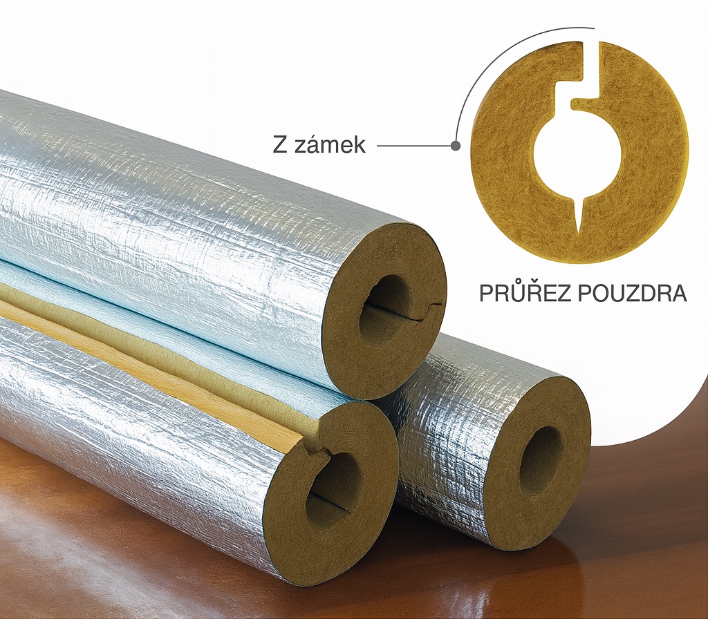 Fadopex Izolační pouzdro na potrubí s AL polepem tl. izolace 40 mm délka 1 metr